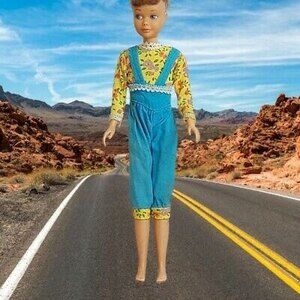 Vintage 1970s? Child Fashion Doll Overalls Jumpsuit Outfit - Unidentified